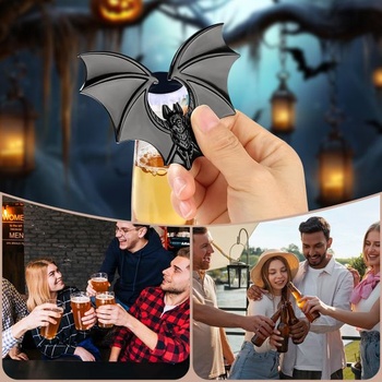 Otvárač na fľaše s čiernym netopierom, halloweensky dekoračný doplnok, vtipný otvárač na fľaše,