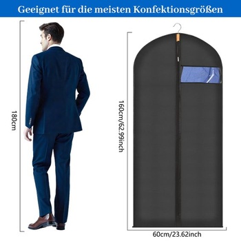 Taška na oblečenie 160 x 60 cm Čierna s vylepšeným zipsom 160 cm x 60 cm Čierna
