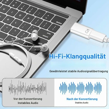 1 ks Adaptér Lightning na USB-C audio, [certifikovaný MFi] Adaptér pre slúchadlá USB-C samec na