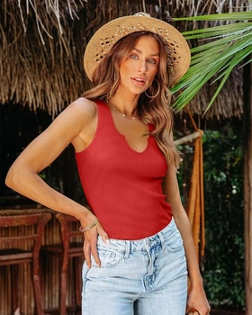 VICHYIE Letní slim fit Basic dámské topy Jednobarevné sexy bez rukávů s výstřihem do V Tričko s