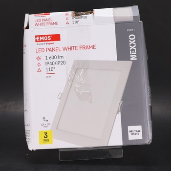 LED panel EMOS 18 W, štvorcové zapustené svietidlo 1600 lm, stropné svietidlo v bielej farbe s priemerom