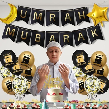Dekorácia na párty Umrah Mubarak - 32dielna sada dekorácií pre moslimský sviatok Íd - sada balónikov s