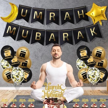 Dekorácia na párty Umrah Mubarak - 32dielna sada dekorácií pre moslimský sviatok Íd - sada balónikov s