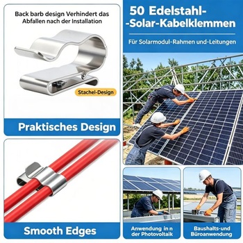 50 kusov káblových svoriek pre solárne panely, nerezové káblové svorky pre solárne fotovoltaické