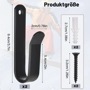Nástěnný držák na snowboard (horizontální), Nástěnný držák na skateboard, Černý držák na snowboard