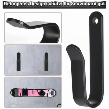 Nástěnný držák na snowboard (horizontální), Nástěnný držák na skateboard, Černý držák na snowboard
