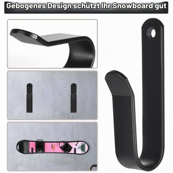 Nástenný držiak na snowboard (horizontálny), Nástenný držiak na skateboard, Čierny držiak na snowboard