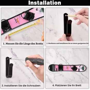 Nástenný držiak na snowboard (horizontálny), Nástenný držiak na skateboard, Čierny držiak na snowboard