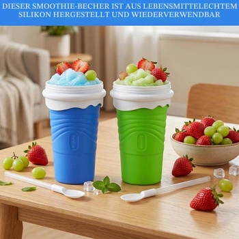 Silikonový kelímek 500 ml, výrobník ledové kaše s lžičkou, brčkem a čisticím kartáčkem, na domácí