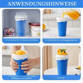 Silikonový kelímek 500 ml, výrobník ledové kaše s lžičkou, brčkem a čisticím kartáčkem, na domácí