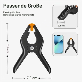 Súprava 8 pružinových svoriek EMART 4,5 palca/11,4 cm, veľké svorky 4,5 palca, 8 ks, čierne