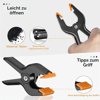 Súprava 8 pružinových svoriek EMART 4,5 palca/11,4 cm, veľké svorky 4,5 palca, 8 ks, čierne