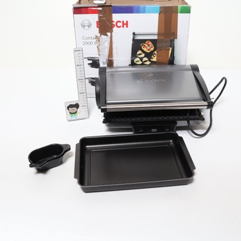 Elektrický stolní gril Bosch, kontaktní gril 3 v 1, individuální regulace teploty, odtok tuku,