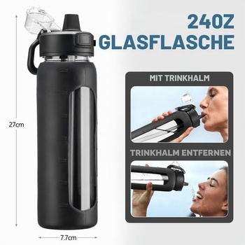Sklenená fľaša na vodu BLUEGO BLG-24ozS-Black