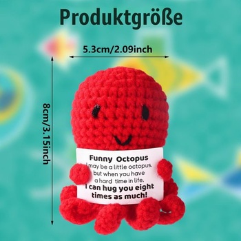 TOYMIS Pozitívna chobotnica, zábavné háčkované zvieratká, emotívna plyšová hračka