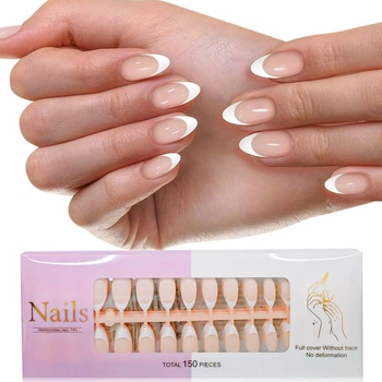 Press on Nail 150 kusov 2 v 1 krátke mandľové francúzske…