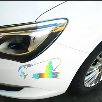 Holografická rybárska nálepka, vodeodolná PVC nálepka na auto, notebook, chladničku, nábytok,