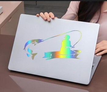 Holografická rybárska nálepka, vodeodolná PVC nálepka na auto, notebook, chladničku, nábytok,