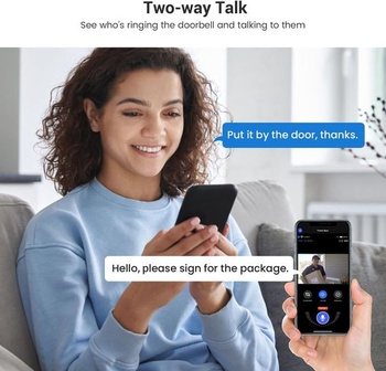 Bezdrátová videozvonková kamera se zvonkem, napájená z baterie, detekce osob s umělou inteligencí,