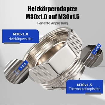 Adaptér na radiátorový kábel M30x1,0 na M30x1,5 pre ventily Oventrop 1011445 - adaptér