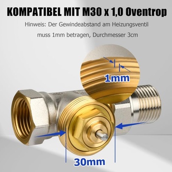 Adaptér na radiátorový kábel M30x1,0 na M30x1,5 pre ventily Oventrop 1011445 - adaptér