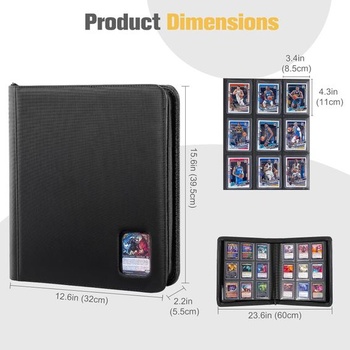 Album na sběratelské karty ProCase s okénkem pro 324 Toploader, 9kapesní pořadač pro karty 3'' x