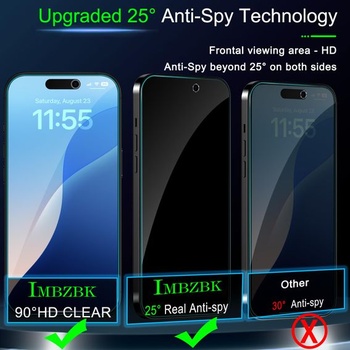Ochranné sklo IMBZBK pre iPhone 17 Pro Max s ochranou súkromia, balenie 3+3 kusov 17 Pro Max - čierne
