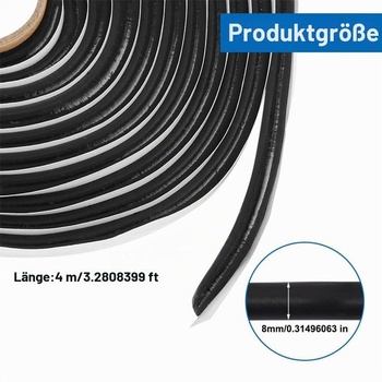 Lepiaca páska s guľatou butylovou šnúrou 8 mm x 4 m, butylbutylová okrúhla šnúra čierna guma