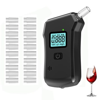 Alkoholový analyzátor s 20 náustkami, policajný prístroj na meranie alkoholu v krvi, 10,8 x 6,6 x 2,3