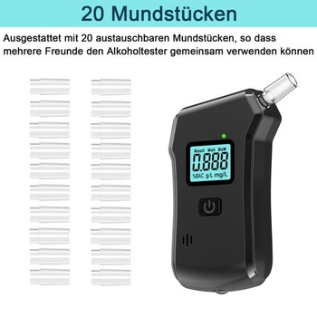 Alkoholový analyzátor s 20 náustkami, policajný prístroj na meranie alkoholu v krvi, 10,8 x 6,6 x 2,3