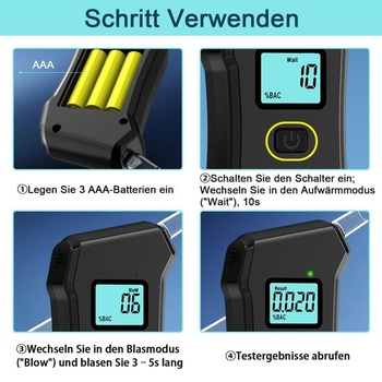 Alkoholový analyzátor s 20 náustkami, policajný prístroj na meranie alkoholu v krvi, 10,8 x 6,6 x 2,3