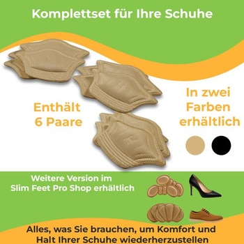 Černé polštářky na podpatky Crown – 6 párů Slim Feet Pro | 3D pohodlí, proti tření, nastavení
