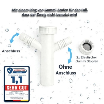 Sifón k drezu s 2 pevnými prípojkami pre spotrebiče 19–23 mm pre kuchynský drez, flexibilná hadica