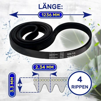Klinový remeň pre práčku Poly-V 1236 PJE4 481235818206 pre Whirlpool