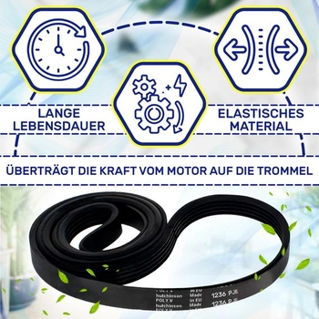 Klinový remeň pre práčku Poly-V 1236 PJE4 481235818206 pre Whirlpool
