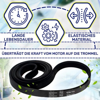 Klínový řemen pro pračku Poly-V 1236 PJE4 481235818206 pro Whirlpool