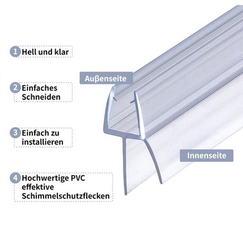 Tesnenie sprchy 2 x 60 cm náhradné tesnenie pre sklo s hrúbkou 4 mm/5 mm/6 mm 2x60 cm pre 4/5/6 mm
