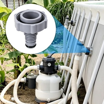 3dílná sada adaptérů pro hadici k vypouštěcímu ventilu bazénu, šedá, plastový připojovací adaptér