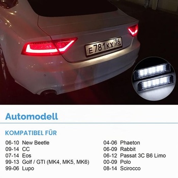 URAQT LED osvetlenie ŠPZ, 2 x 6500 K osvetlenie ŠPZ 400Lm zadné svetlá biele osvetlenie ŠPZ 12V