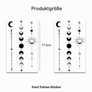 Balenie 2 extra veľkých semipermanentných dočasných tetovaní s motívom mesiaca, vodeodolné,