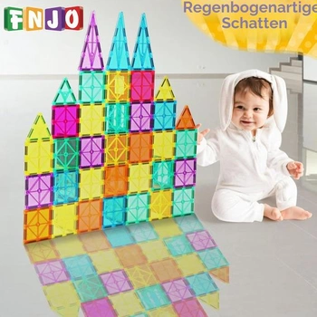Magnetické stavební kostky FNJO, 100 dílků - Stavební hračka s magnety, vzdělávací hračka STEM pro