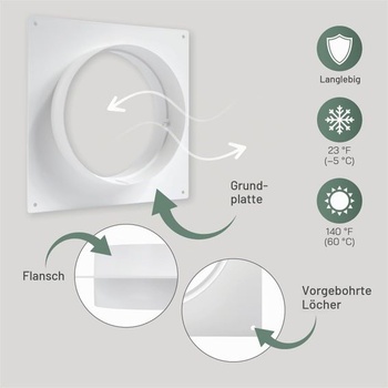 Príruba ventilačného potrubia Vent Systems 150 mm - 2 kusy - plastová spojovacia doska potrubia -