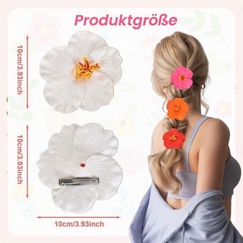 4 sponky do vlasov s tropickými kvetmi, havajské kvetinové sponky s ibištekom, plumérie, v 4