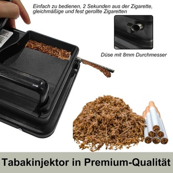 Plnicí stroj na cigarety BeGrit, injektor cigaret, plnicí stroj na cigarety, cigarety, černá