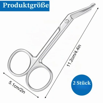 Dvoudílné nerezové nůžky na obvazy, stomické nůžky, stříbrné sádrové nůžky, zahnuté