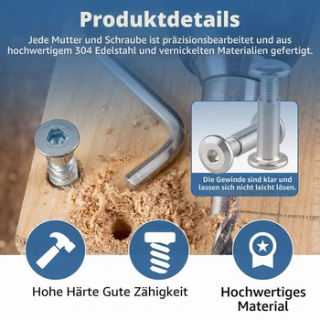 10 kusov spojovacích skrutiek, nábytkové skrutky M5x25mm, prevlečná matica M5x25mm (10 kusov)
