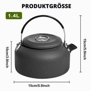 PORFOYO 1,4L kempingová kanvica, prenosná kempingová kanvica, kanvica na čaj, kávovar, varná