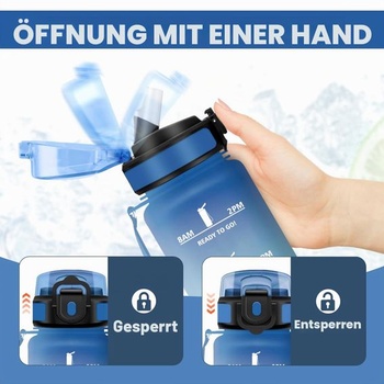 500ml nepriepustná športová fľaša so slamkou a časovačom pre outdoor, fitness, školu, kanceláriu,