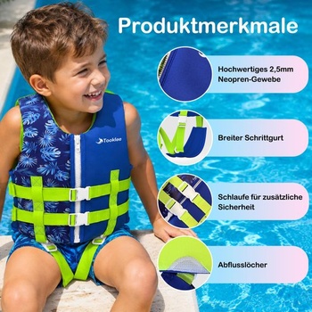 Detská záchranná vesta, testovaná TÜV, neoprénová plavecká pomôcka pre deti s nastaviteľnými