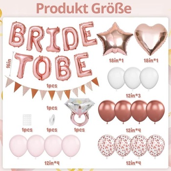 Dekorativní balónky DazzJoy pro nevěstu v růžovém zlatě, dekorace na rozlučku se svobodou z fólie,